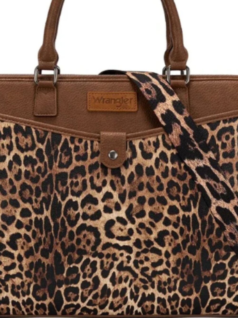 Wrangler Leopard Print Laptop Bag Briefcase Western Crossbody Work Tote NWT - Picture 2 of 4